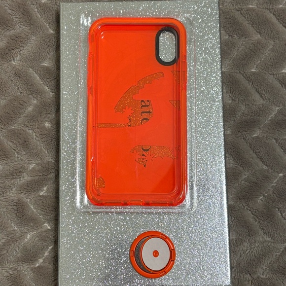 iPhone X and iPhone Xs Bright Orange Hippie Phone Case with Kick Stand - Picture 6 of 9